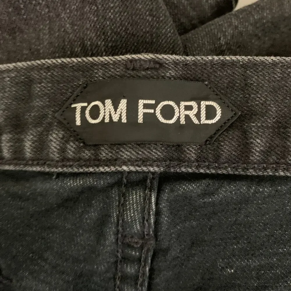 TOM FORD Size 32 Black Wash Selvedge Denim Button Fly Jeans